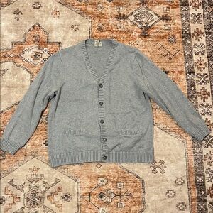 L.L. Bean Light Gray Cotton Cardigan Sweater